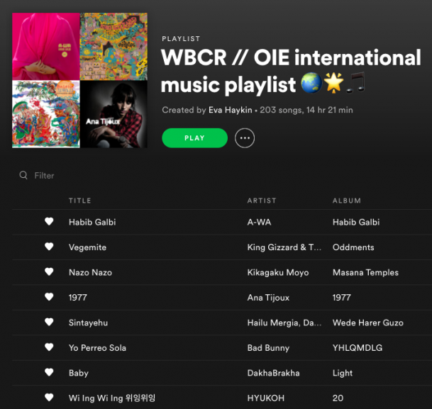 WBCR // OIE国际音乐播放列表的图像