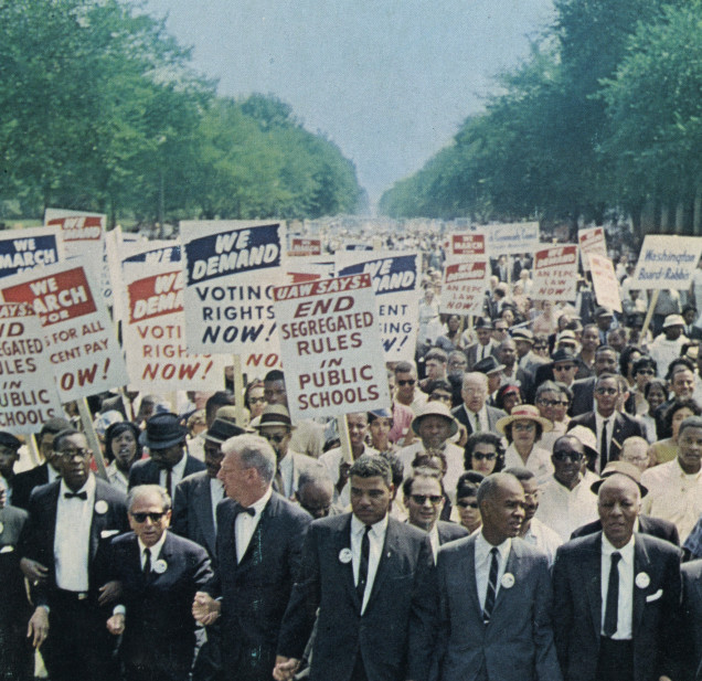 《他们游行的那一天》海报/杂志封面的细节，描绘了1963年的华盛顿游行。