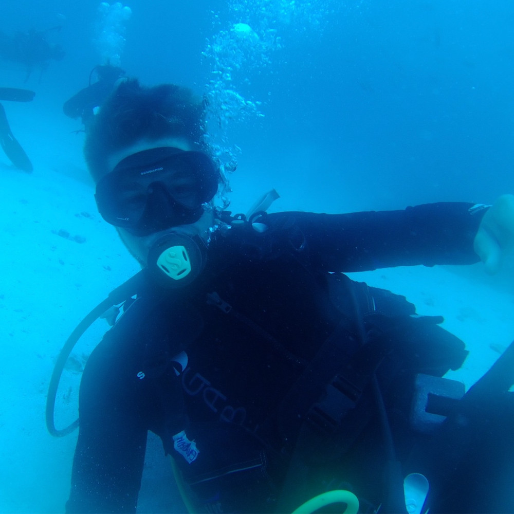 23岁的加里森·费隆在圣克鲁斯潜水。
