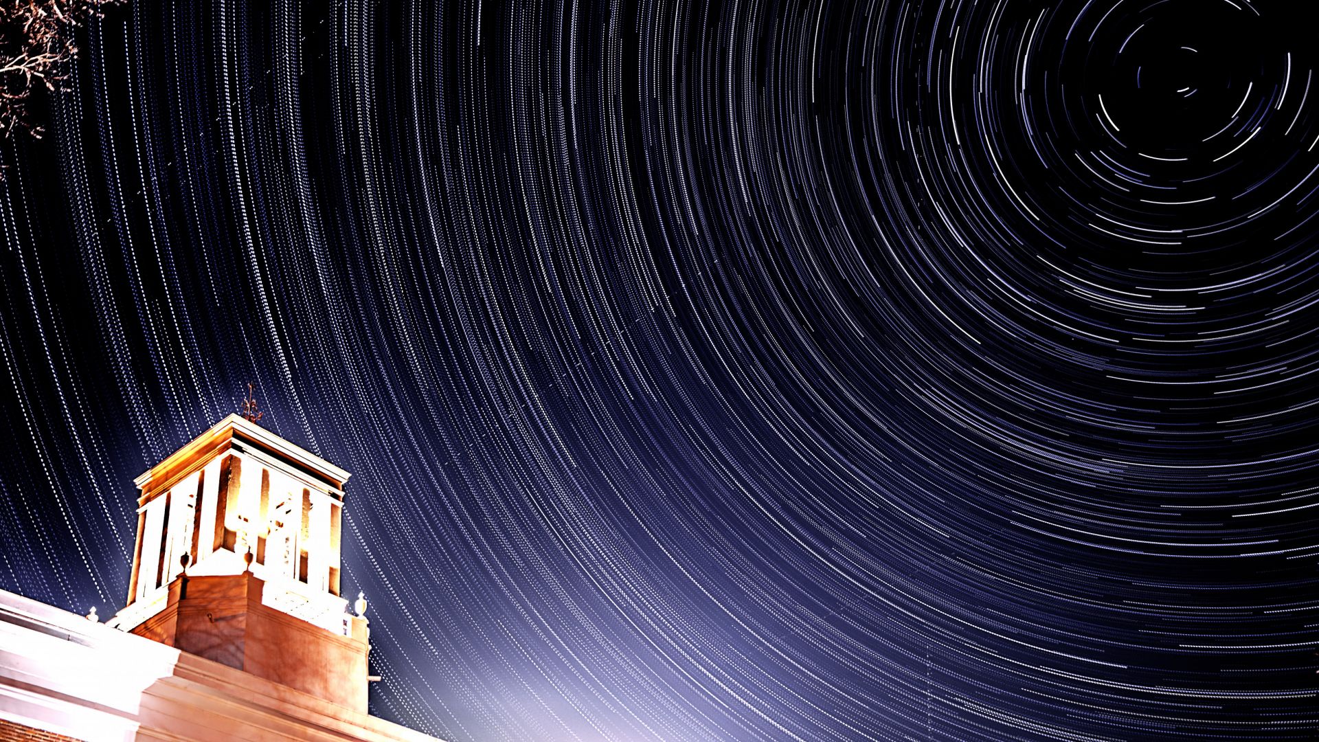 Star trails time lapse above Middle College.