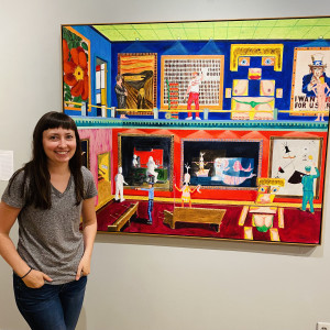 Wright Museum of Art has launched its exhibit of works by artist James V. Lamb. The Beloit self-taught artist used bold colors and imagery to call out his observations on society, religion, and life, says Christa Story (pictured), academic curator and interim director of the Wright Museum of Art. 