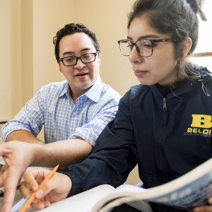 Assistant Professor Phil Chen and Guadelupe Cisneros-Aguilar’22 work together in a political science class. During the Be All In campaign, 100 percent of all gifts to Beloit’s Annual Fund go directly to financial aid for recruiting and supporting students.