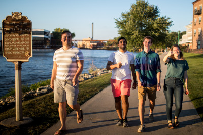 The Beloit Riverwalk is used by walkers and bicyclists alike.