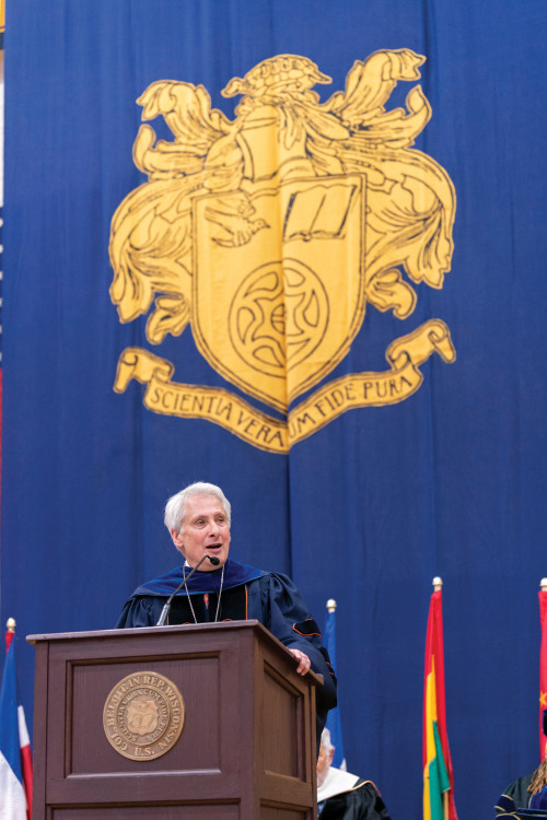 President Scott Bierman presides over his last Commencement in May 2023.