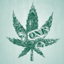由一张美元钞票上的插图组成的大麻叶子，展示了大麻和商业之间的联系。