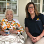 Genevieve Dean Turner’35, Beloit’s oldest living alum, visited with Beloit staffer Jackie Wehrenberg in May at her assisted living home in Creve Coeur, Mo. Wehrenberg, a director of development at Beloit, said they had a lovely visit. “She is such a sweet lady,” says Wehrenberg.